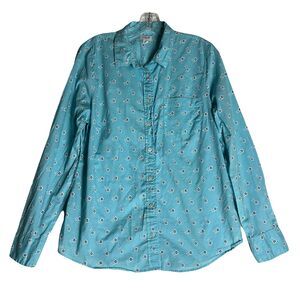 J Crew Re-imagined Classic Fit Womens Button Down Floral Cotton Shirt Size L